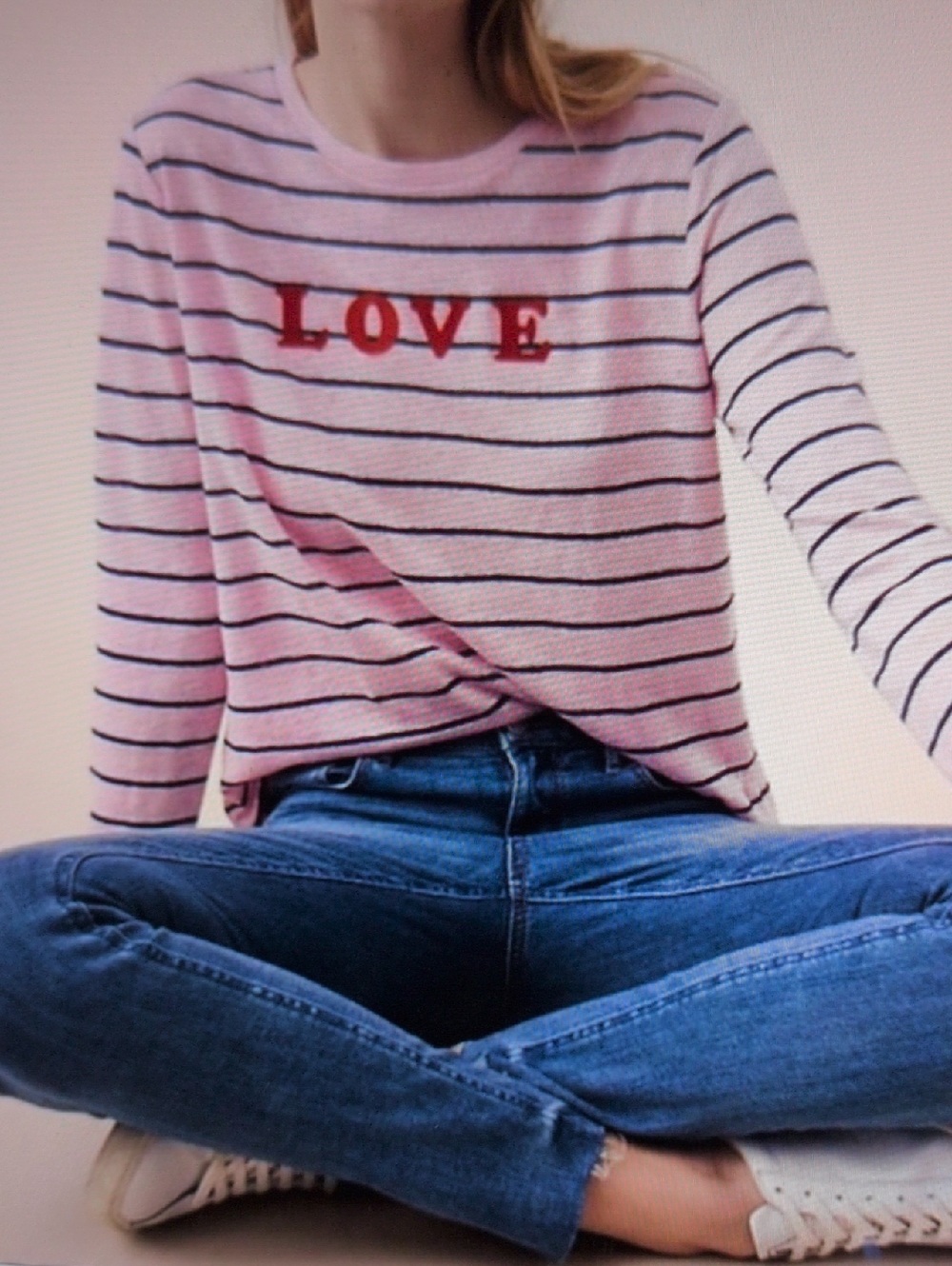 Lou & Grey "Love" Striped Linen L.S. Tee